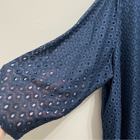 Ruby Rd. Blue Eyelet Overlay Blouse - Picture 4 of 10